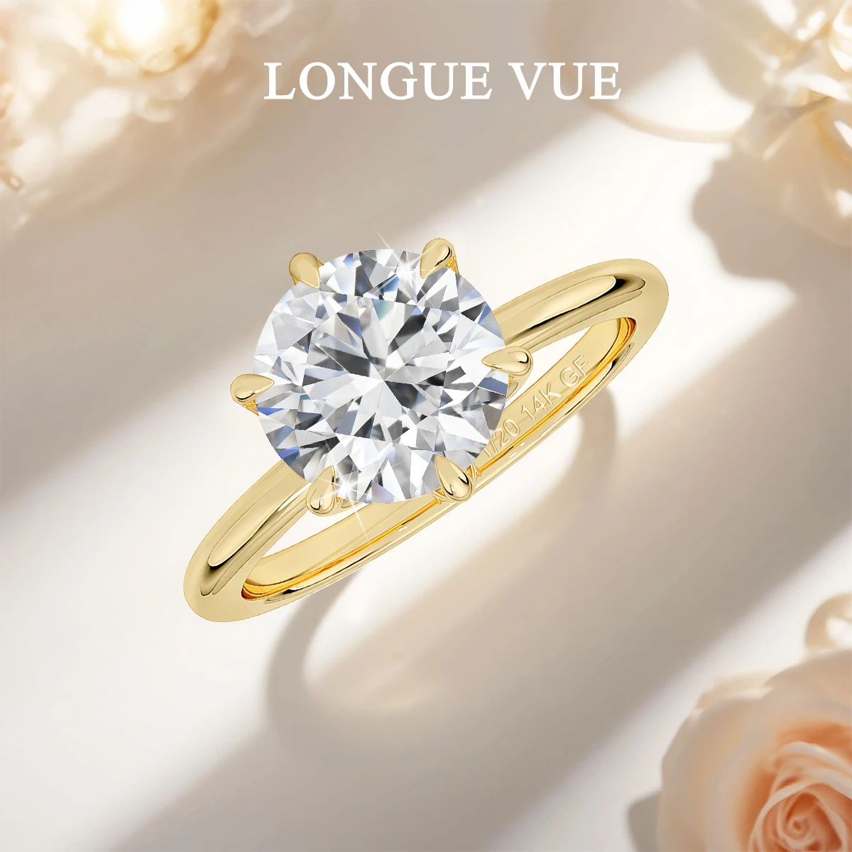 

14K Gold Filled Wedding Band GRA Certified Moissanite Ring VVS1 Lab Diamond Solitaire Ring for Women Engagement Promise Jewelry