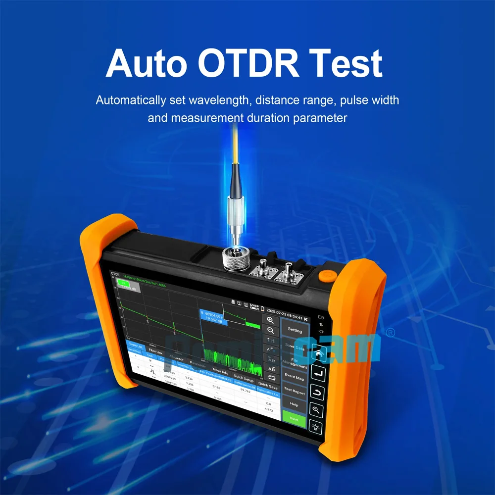 MOT-73 OTDR Tester 1310/1550nm 28/26dB 7" Touch Screen with VFL OPM Light Source Optical Loss Test RJ45 Cable Network Tools