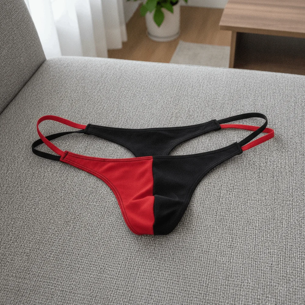 Soft Low Waist Men Ice Silk Thongs Thin Strap Underpants Men's Panties Underwear Lingerie Male Briefs Men