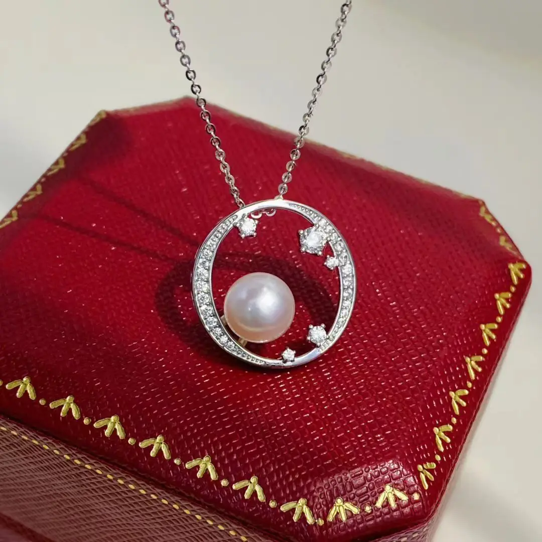 

S925 Sterling Silver Pendant Mount Base Mountings Findings Parts Fittings Accessories for 7-8mm Pearls