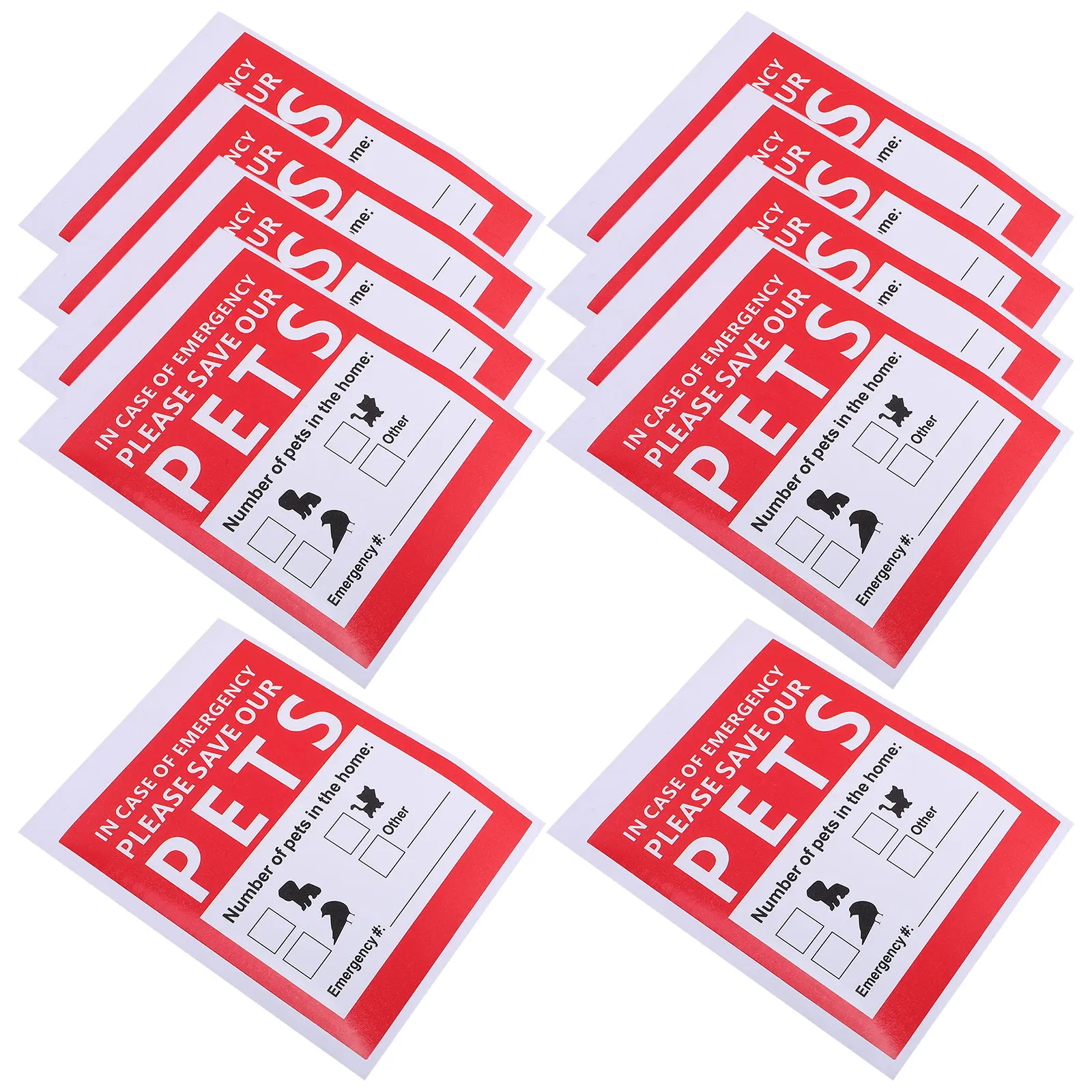 

10 Sheets Emergency Save Pets Rescue Stickers Fire Action Self Adhesive Convenient