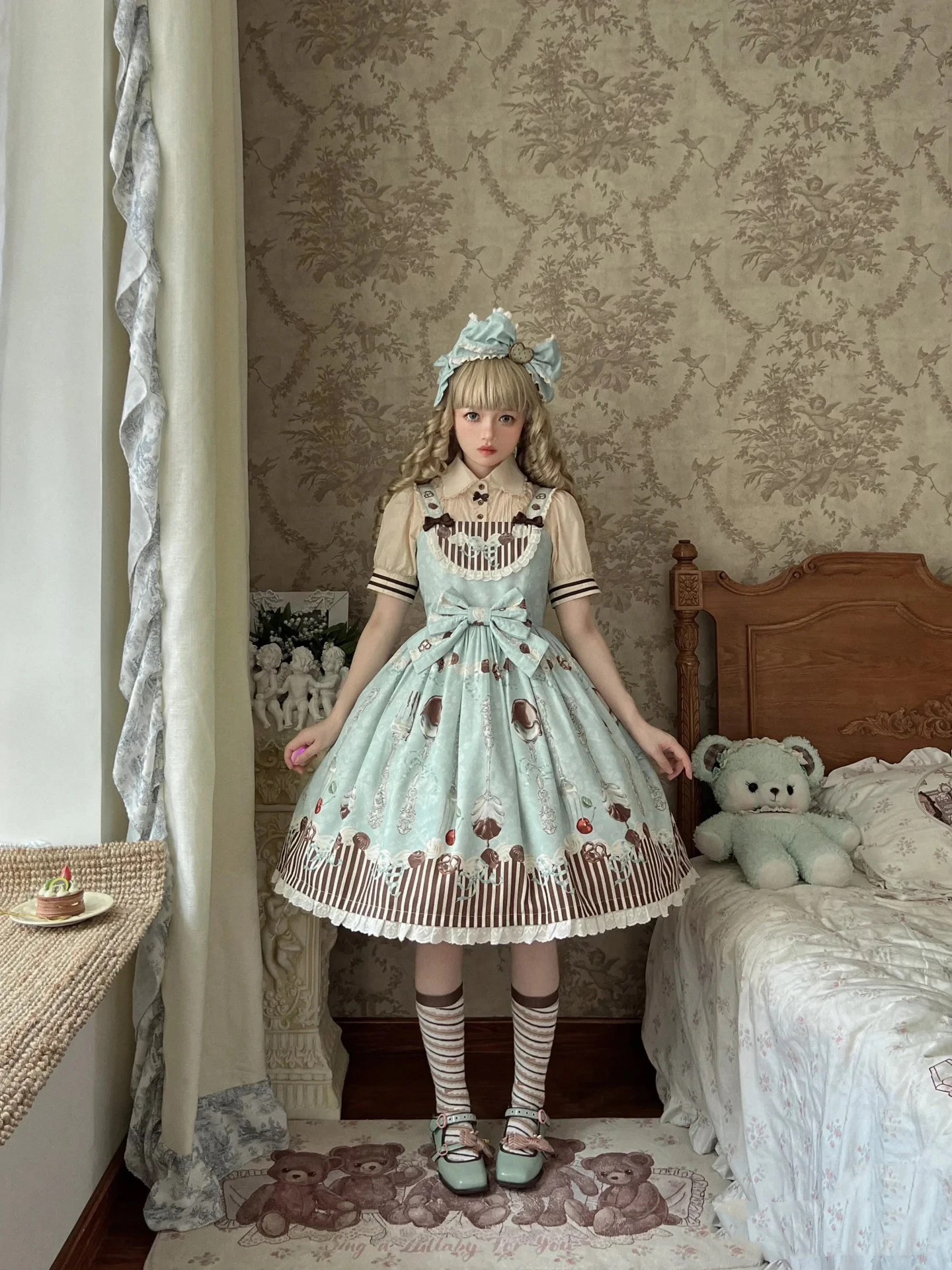 Mint Chocolate blue-green Printed Vintage Sweet Lolita JSK Jumper