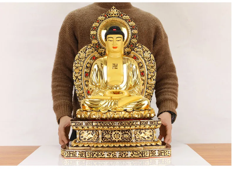 56cm large Buddhist high-grade home patron saint  gold gilding Sakyamuni Amitabha buddha statue TOP efficacious Talisman Mascot