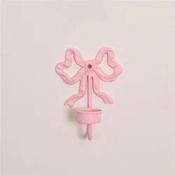 Pink Bow Wall Candlestick French Vintage Wrought Iron Candle Holder White Wall Decorations Home Restaurant Wall Decor