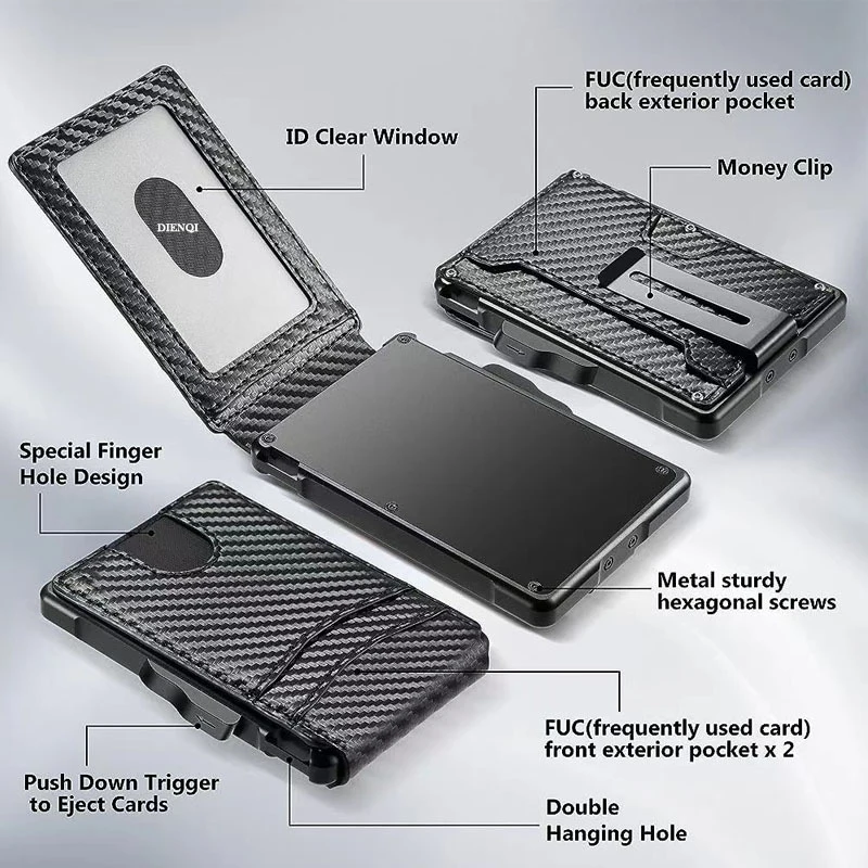 Minimalistische Geldbörse EDC Taktisches, schlankes PU-Leder-Kreditkartenetui RFID-blockierende Bifold-Smart-Geldbörsen mit Geldklammer für Herren – Detail 2