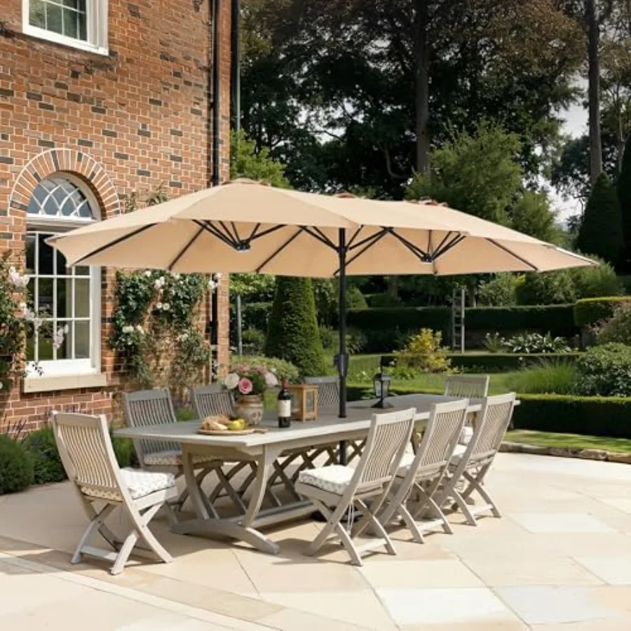 

13FT Outdoor Umbrella for Patio, Double sided Pool Umbrellas with Fade Resistant Canopy, Large Table Umbrella for Deck, Market,