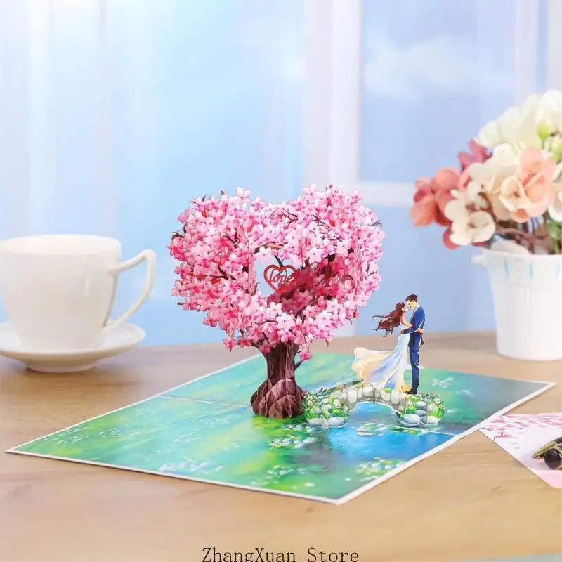 3D-Popup-Valentinstagkarte für einzigartige Partyfeiern, handgefertigte Grußkarte mit Umschlag, elegantes Geburtstagsgeschenk – Detail 9