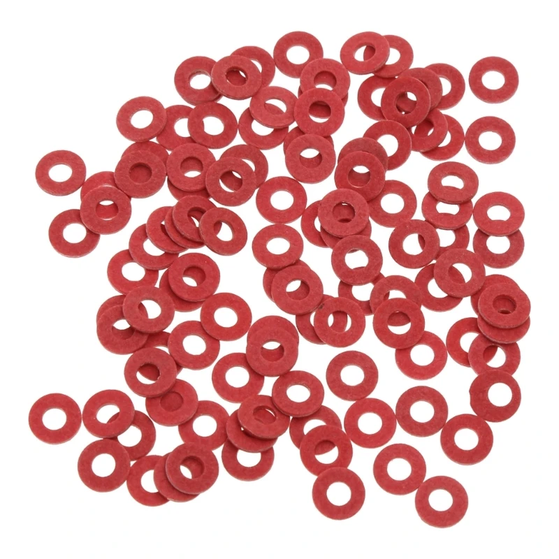 T8WC 100Pcs Red Flat Ring Insulating Fiber Screw Washers Steel Paper Sealing Washer