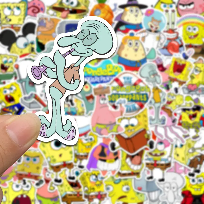 50PCS Cartoon SpongeBob SquarePants Stickers Mobile Phone Case Computer Notebook Suitcase Guitar Decoration Stickers Wholesale