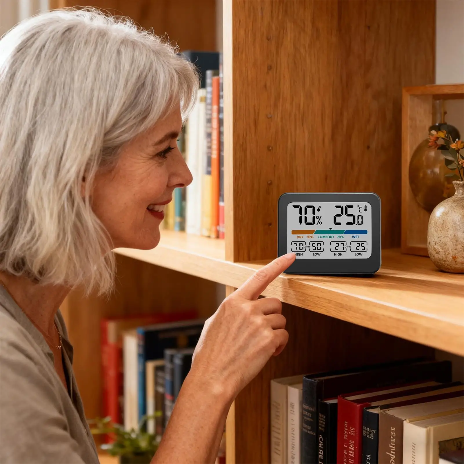 Humidity Gauge High Low Temp Recorder Colorful Big Screen Room Temperature Monitor For Nursery Inside Bathroom Car Workplace