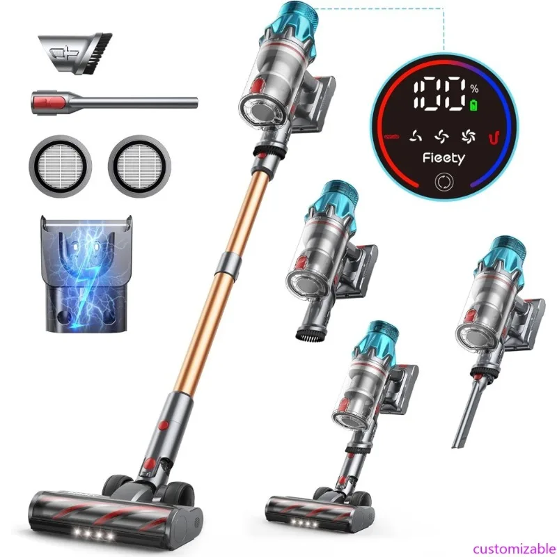 Cordless Vacuum Cleaner 550W/45Kpa, Stick Vacuum Cleaners 60 Mins Max Runtime with Charging Dock, Self-Standing Handheld Vacuum