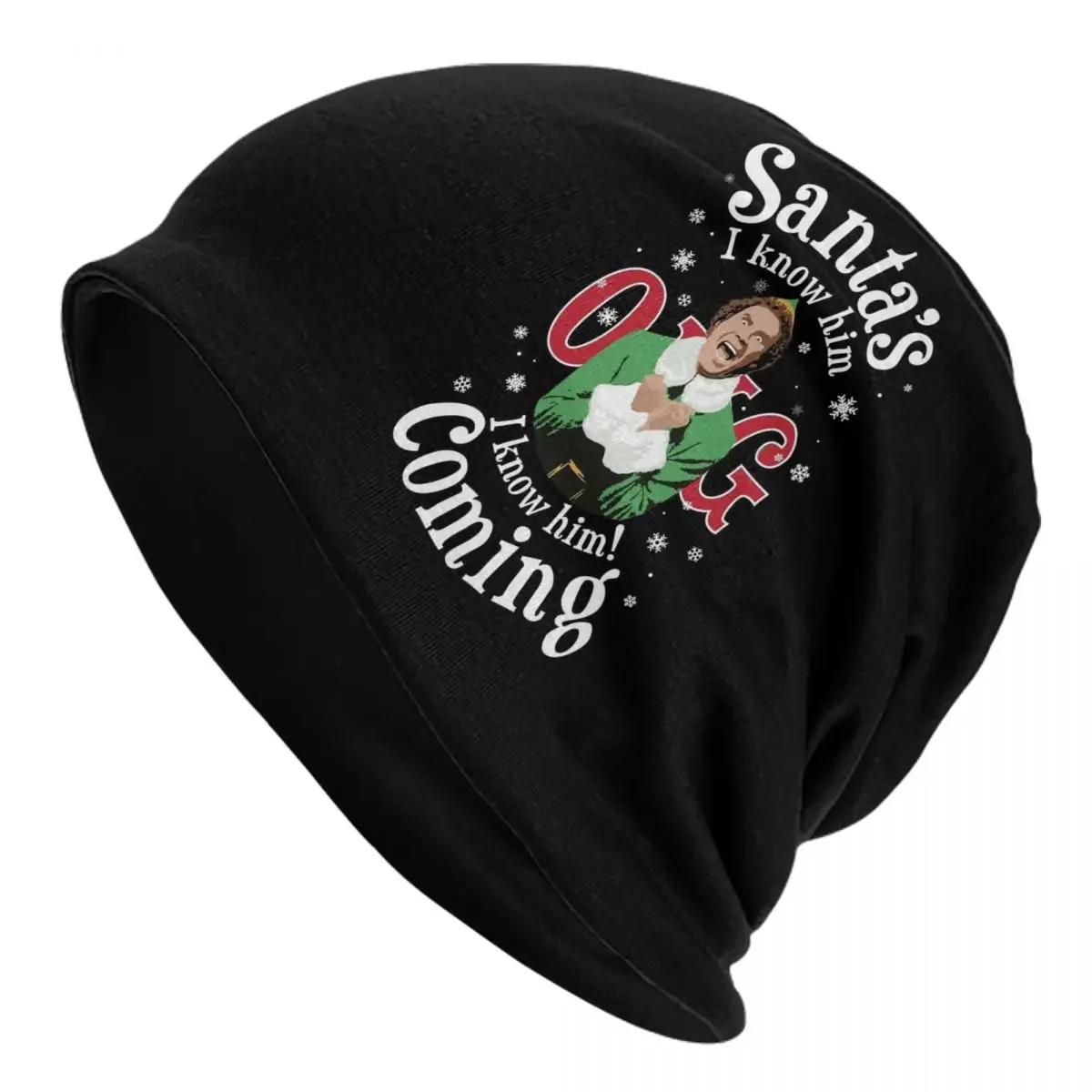 Santa's Coming I Know Him Elf The Movie Warm Knitted Cap Bonnet Hat Autumn Winter Outdoor Beanies Hats for Men Women Adult