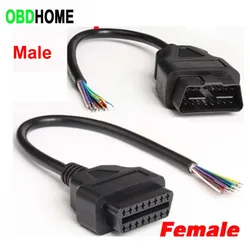 30cm J1962 Female Male OBD2 16PIN Opening Plug Cable for ELM327 Code Reader Extension Adapter OBD Open Cord OBDII EOBD 16 Pin