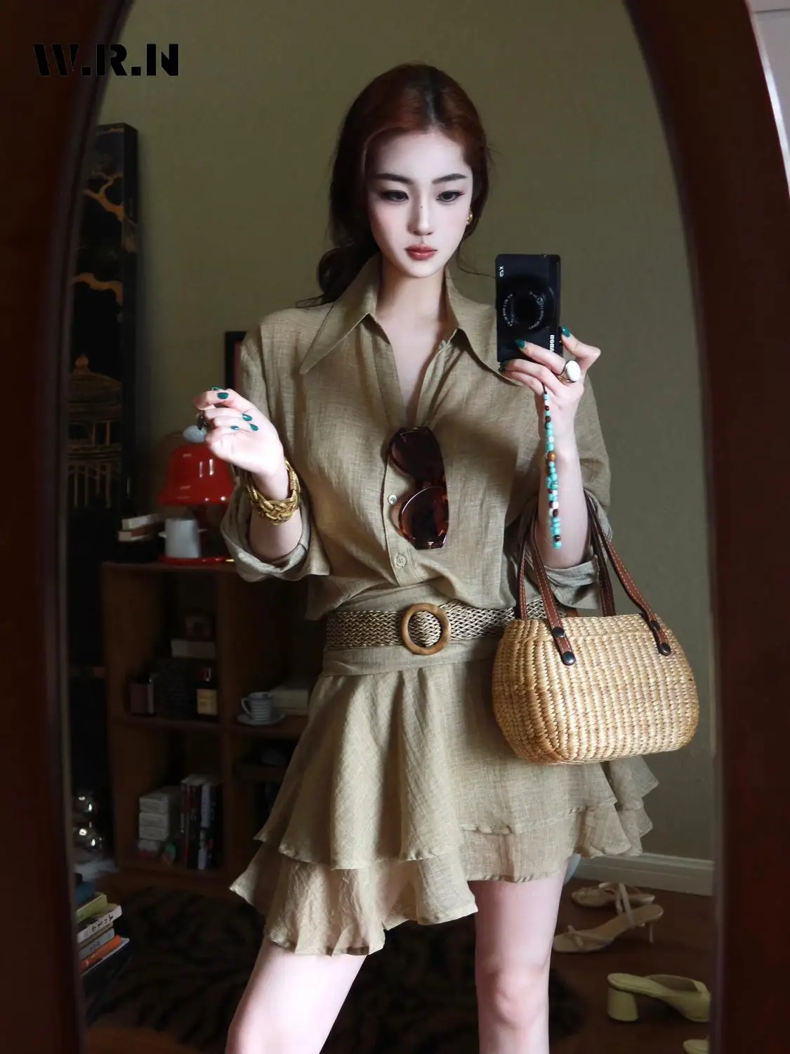 빈티지 긴 소매 턴 다운 칼라 기본 미니 셔츠 드레스 여성의 우아한 클래식 오피스 레이디 솔리드 a 라인 블라우스 드레스