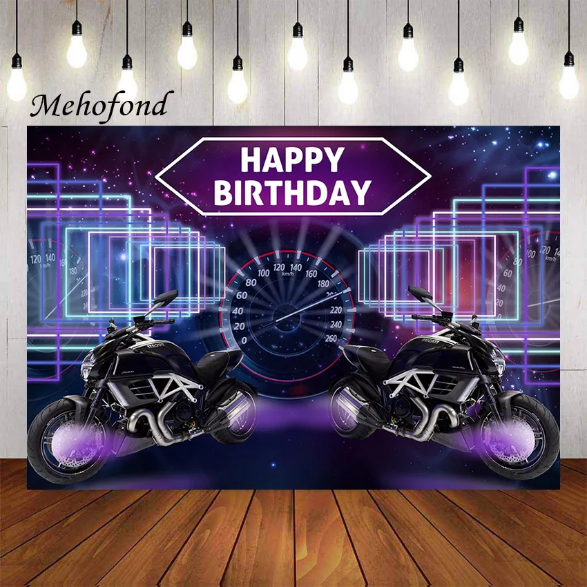 

Mehofond Photography Background Motorcyclist Motorcycle Biker Rider Boy Birthday Party Cake Table Decor Backdrop Photo Studio