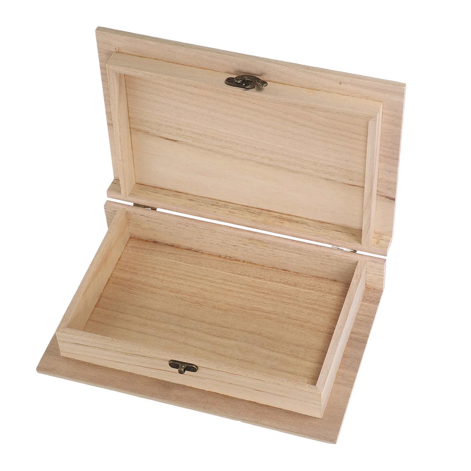 Wooden Book Shape Storage Box with Hinged Lid Blank Keepsake Container for Bible Jewelry Trinkets Cards Desktop Display