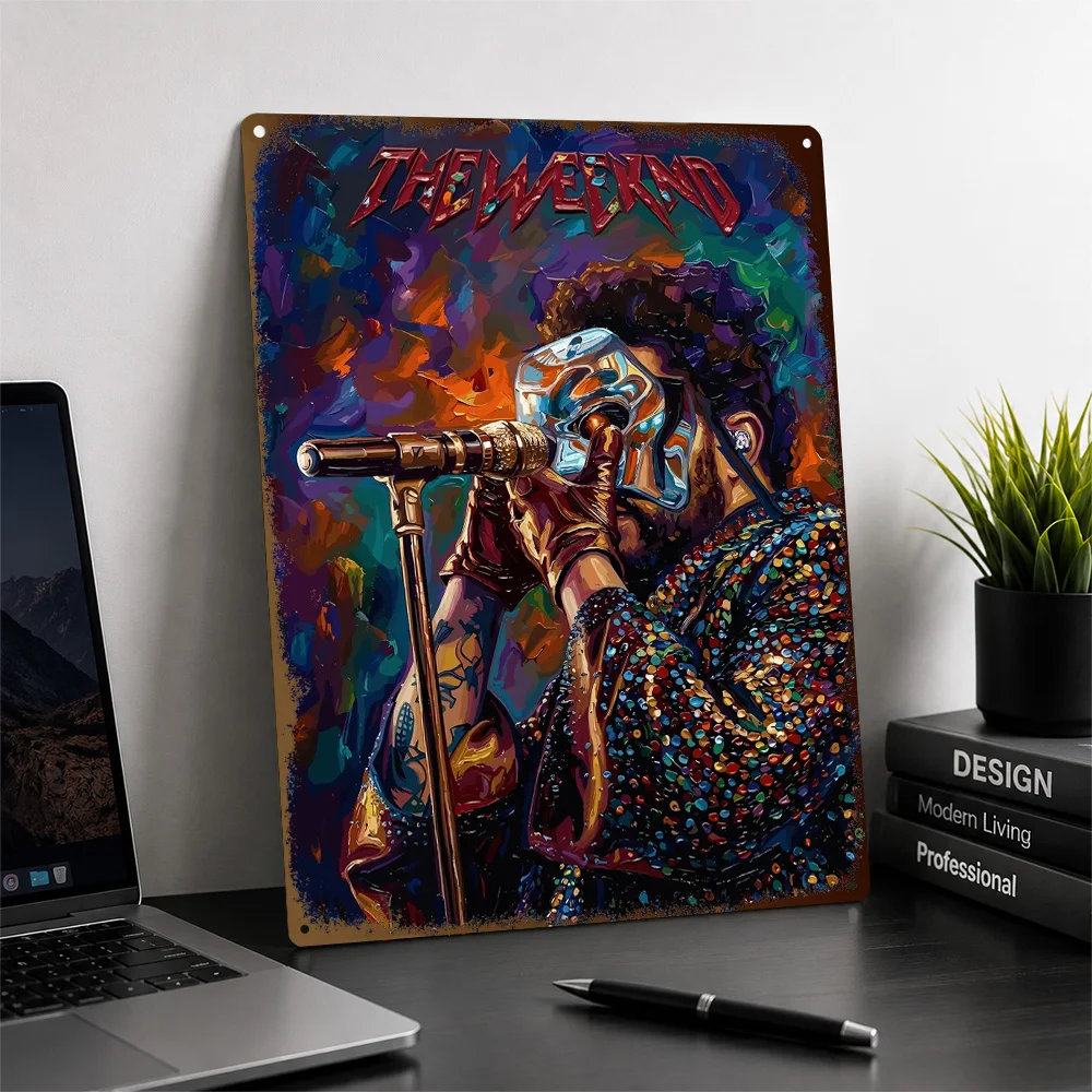 The Weeknd Artistic Portrait Aluminum Poster Customized Metal Sign Bold Album Culture Wall Art A Distinctive Gift For R&B Fans