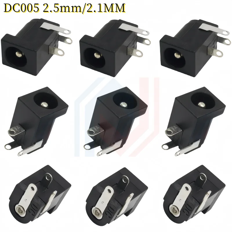 Hot Sale DC-005 DC Power Jack Socket Connector DC005 5.5x2.5mm 5.5x2.1mm Plug-in 3Pin