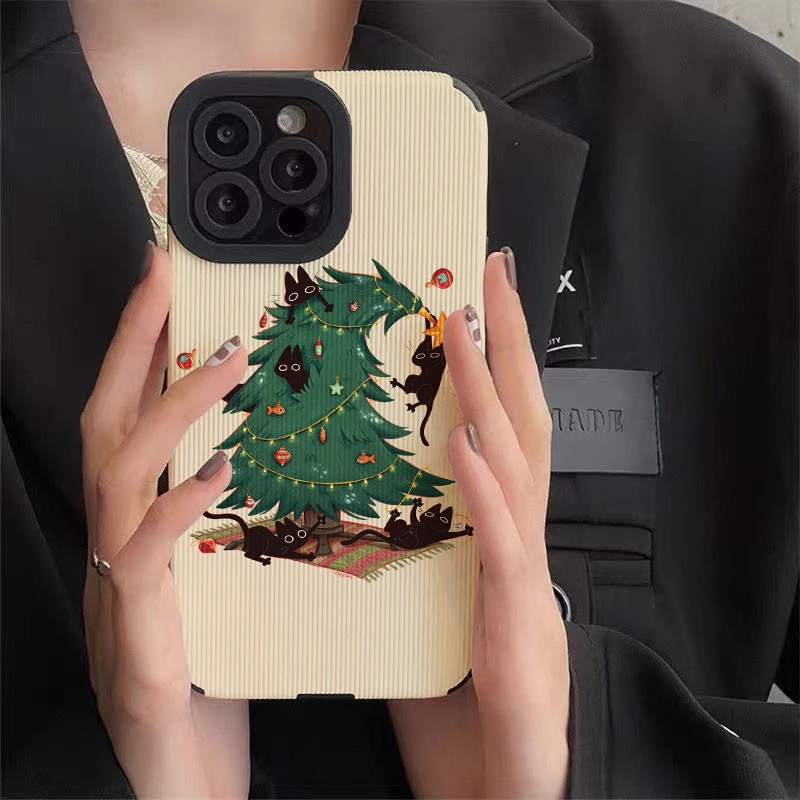 Custodie per telefoni Christmas Cat Tree per IPhone 11 custodia 14 Pro Max 15 Pro Max custodia per IPhone per IPhone 13
