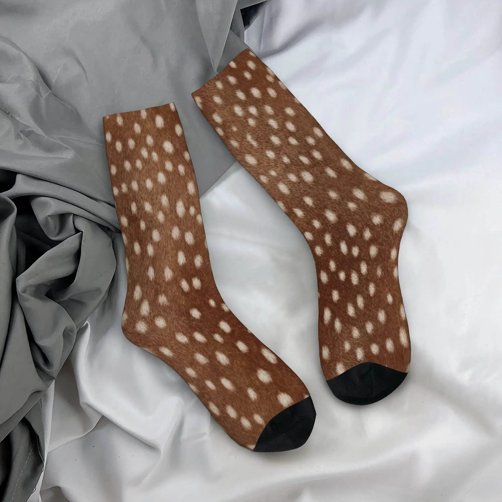 Casual  Men Women Socks Brown Base Light Antelope Spot Merchandise Cute  Sport Socks All Seasons