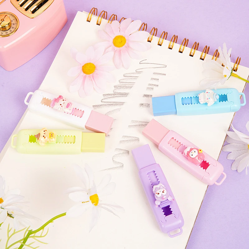 Sanrios Kuromi Melody Push-Pull Gum Studenten Examen Tekening Schrijven Gummen Potlood Gum Briefpapier voor School Kantoor Meisjes
