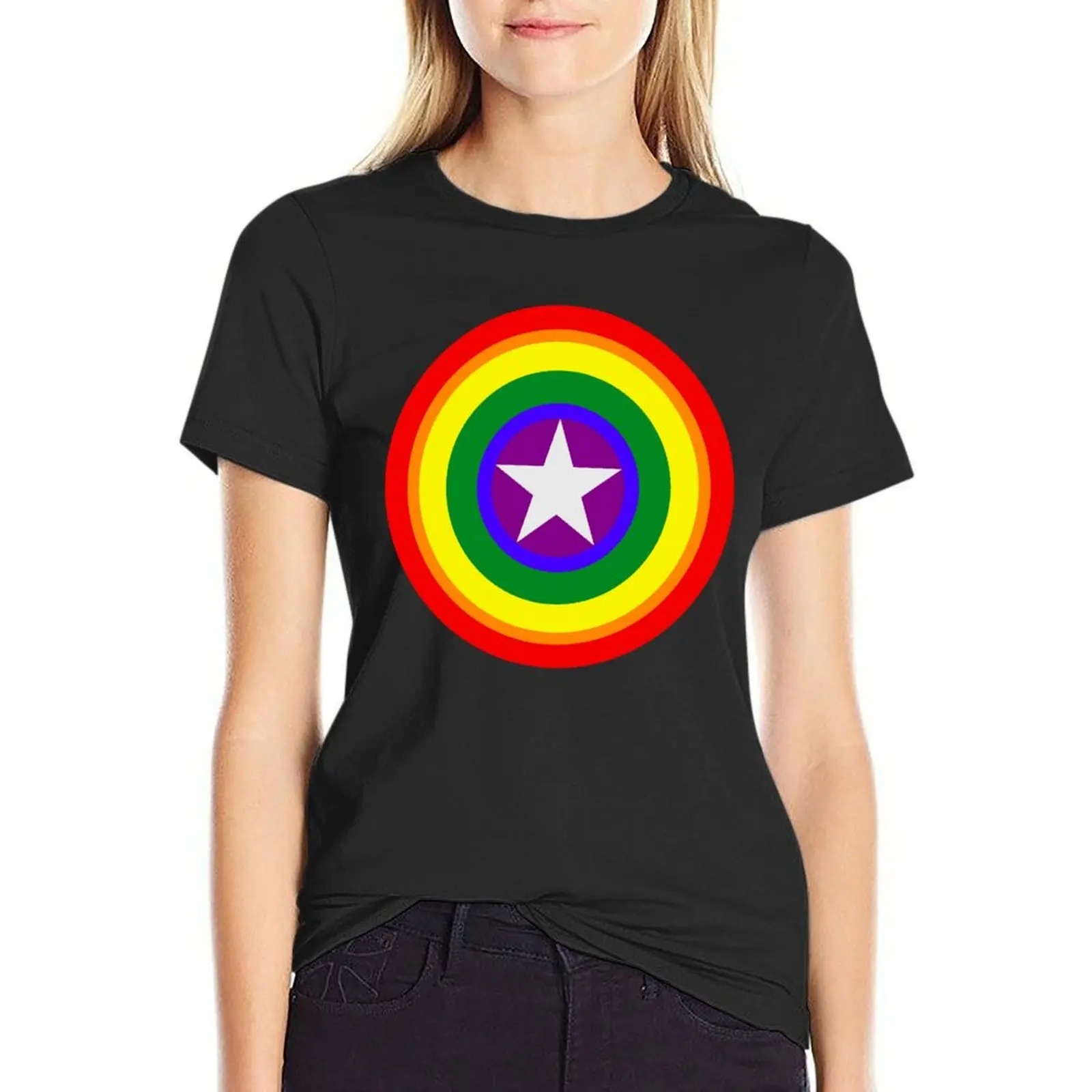 

LGBT Shield T-Shirt quick-drying Blouse Aesthetic clothing plus sizes t shirts for Women