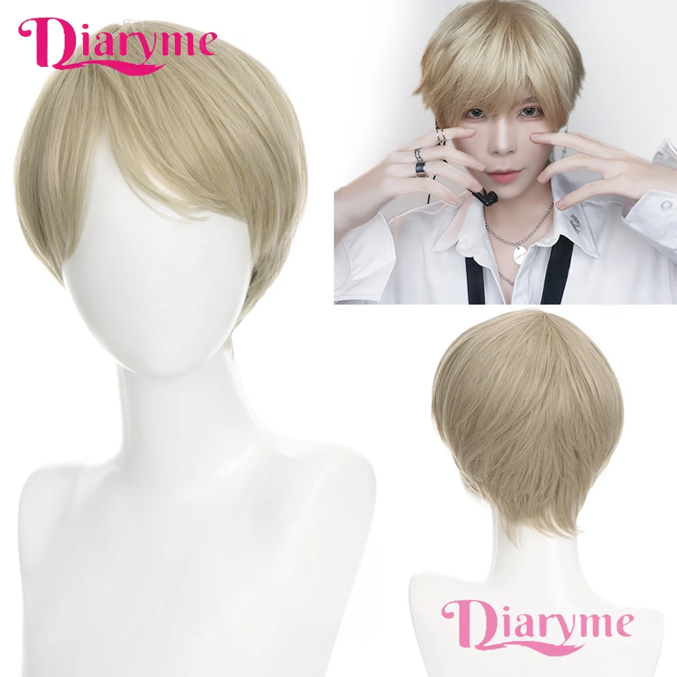 วิกผมสังเคราะห์สั้นสำหรับผู้ชาย สีดำน้ำตาล วิกคอสเพลย์สำหรับใช้ในชีวิตประจำวัน ผมปลอมธรรมชาติ ทนความร้อนสูง