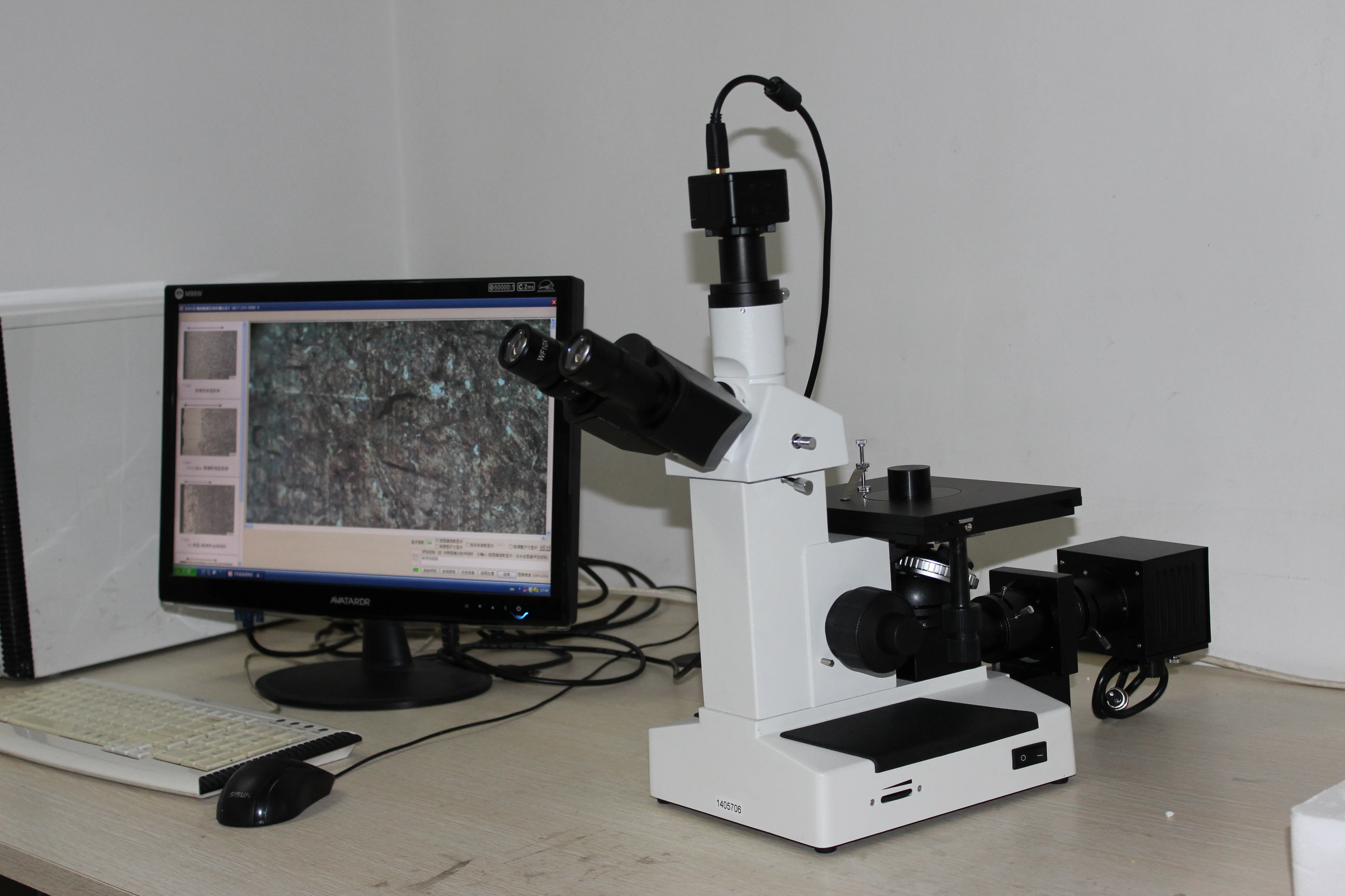 4XCE 1000X Professional Trinocular Inverted Metallurgical Microscope With  Image Analysis Software