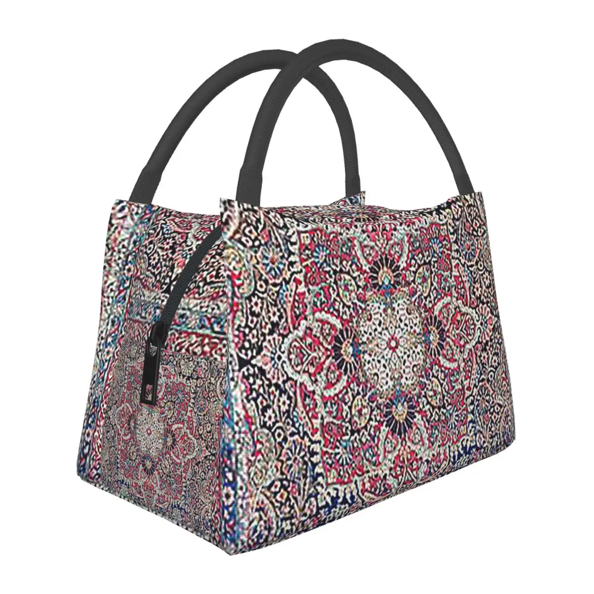 Kashan Central Persian Rug Print Lunch Bags Insulated Bento Box Lunch Tote Picnic Bags Thermal Bag for Woman Children Office