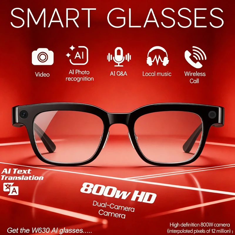 

4K AI Smart Glasses With 800W Camera Chat GPT Touch Sport Sunglasses Bluetooth Call Video Music Player ForMen Women 2026 New