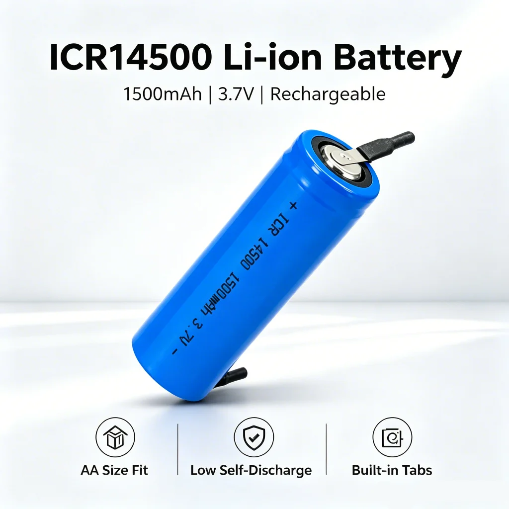 ICR14500 3.7V 1500mAh Li-ion Rechargeable Battery Welded Nickel Tabs AA Flashlight Electric Shaver Remote Control DIY RC Toys