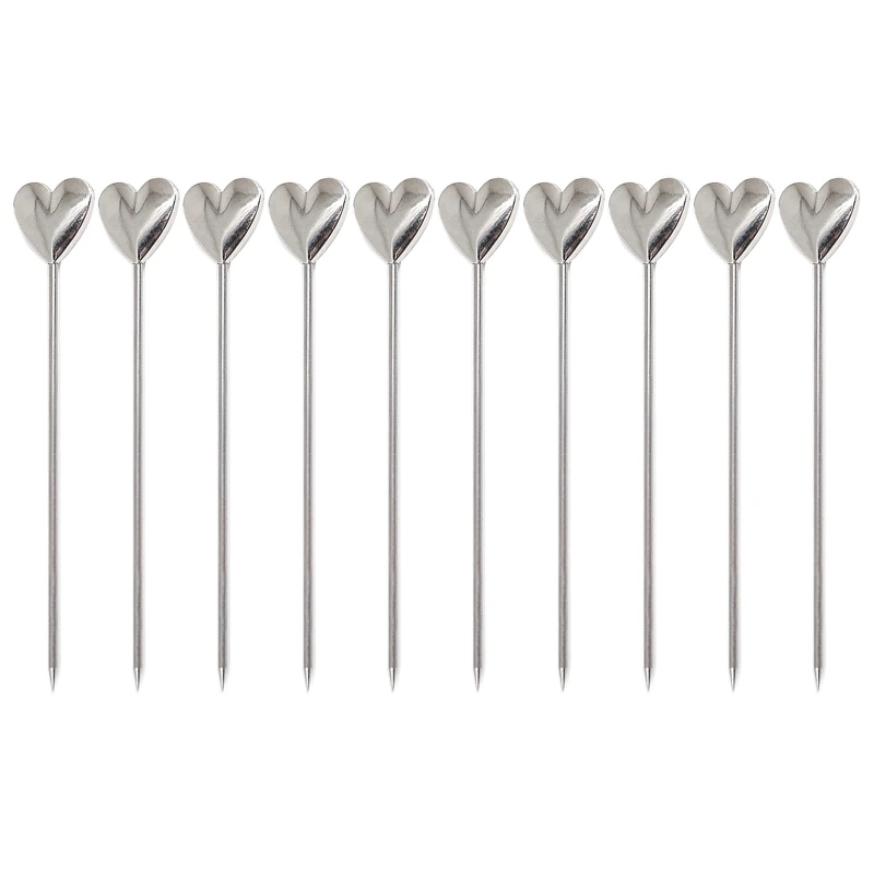 10 PCS Cocktail Picks Stainless Steel Cocktail Toothpicks Reusable Cocktail Skewers Metal Cocktail Pick for olives Fruit