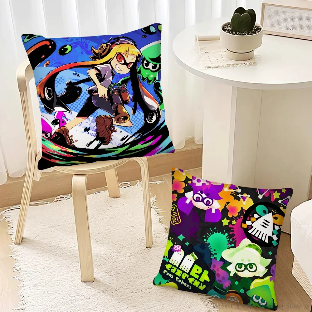 Kawaii Splatoons Game Pillow Case Fashion Square Pillowcase Bedroom Sofa Room Ins Decoration Leisure Cushion Cover 40x40