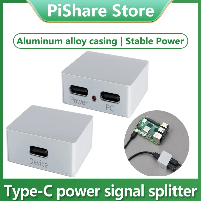 

Сплиттер питания и сигнала Raspberry Pi PiKVM Type-C с защитой от обратного подключения, корпус из алюминиевого сплава с ЧПУ