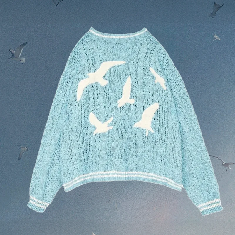

1989 TV Cardigan with Seagulls Back Chunky Knit Oversized Button Down Sweater Women TS Cardigan Fall Winter Tay Fans-made