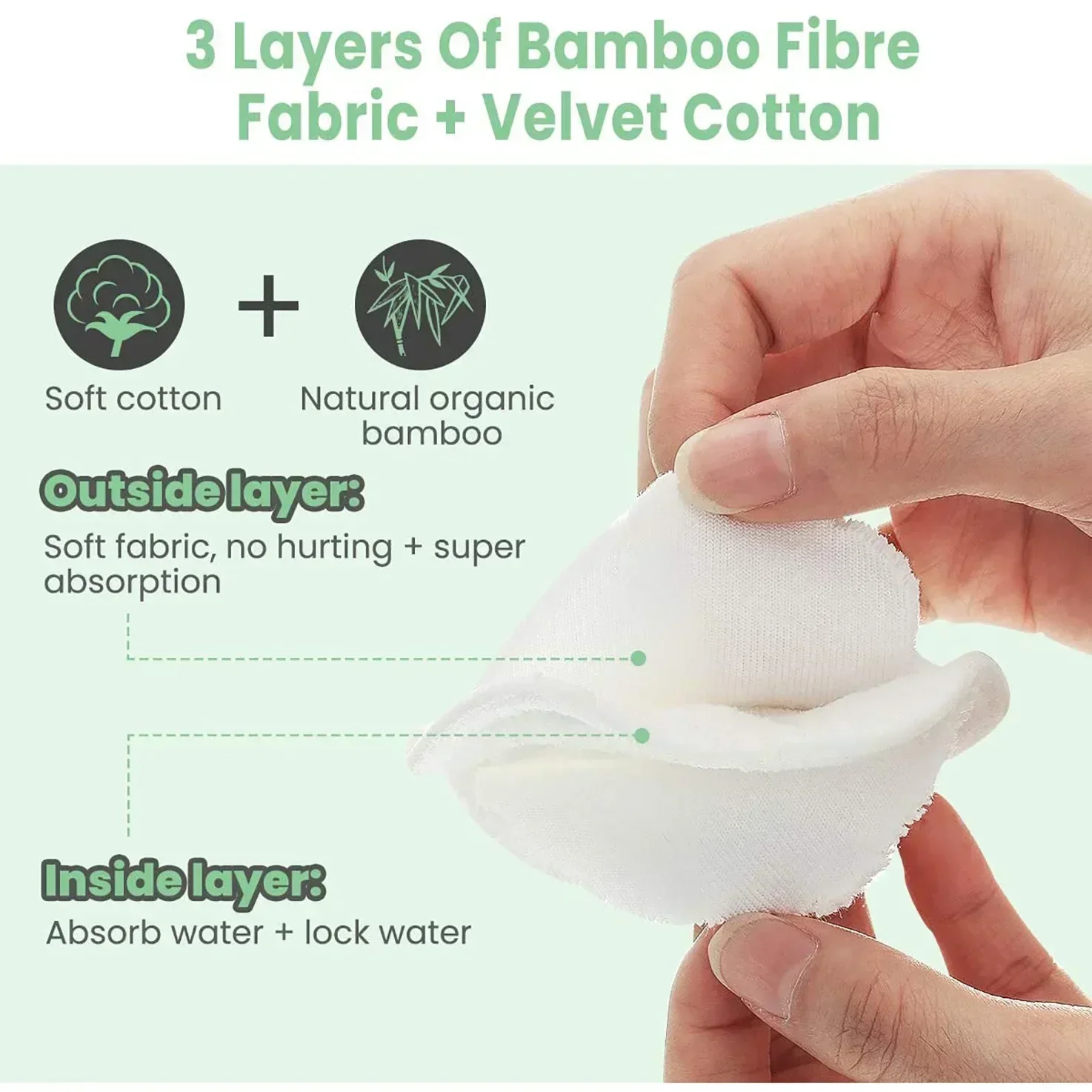 12PCS/Set Reusable Bamboo Fiber Washable Rounds Pads Makeup Removal Cotton Pad Cleansing Facial Pad Cosmetic Tool Skin Care