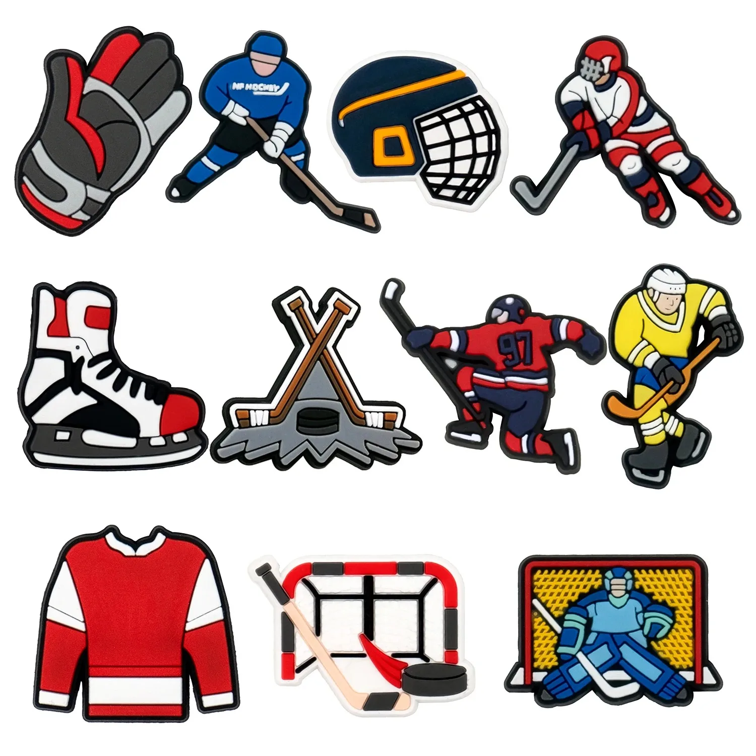11-55pcs Lce Hockey Shoe Charms For Sandals,Shoe Decoration Accessories Shoe Pins Great Gift For Men Women