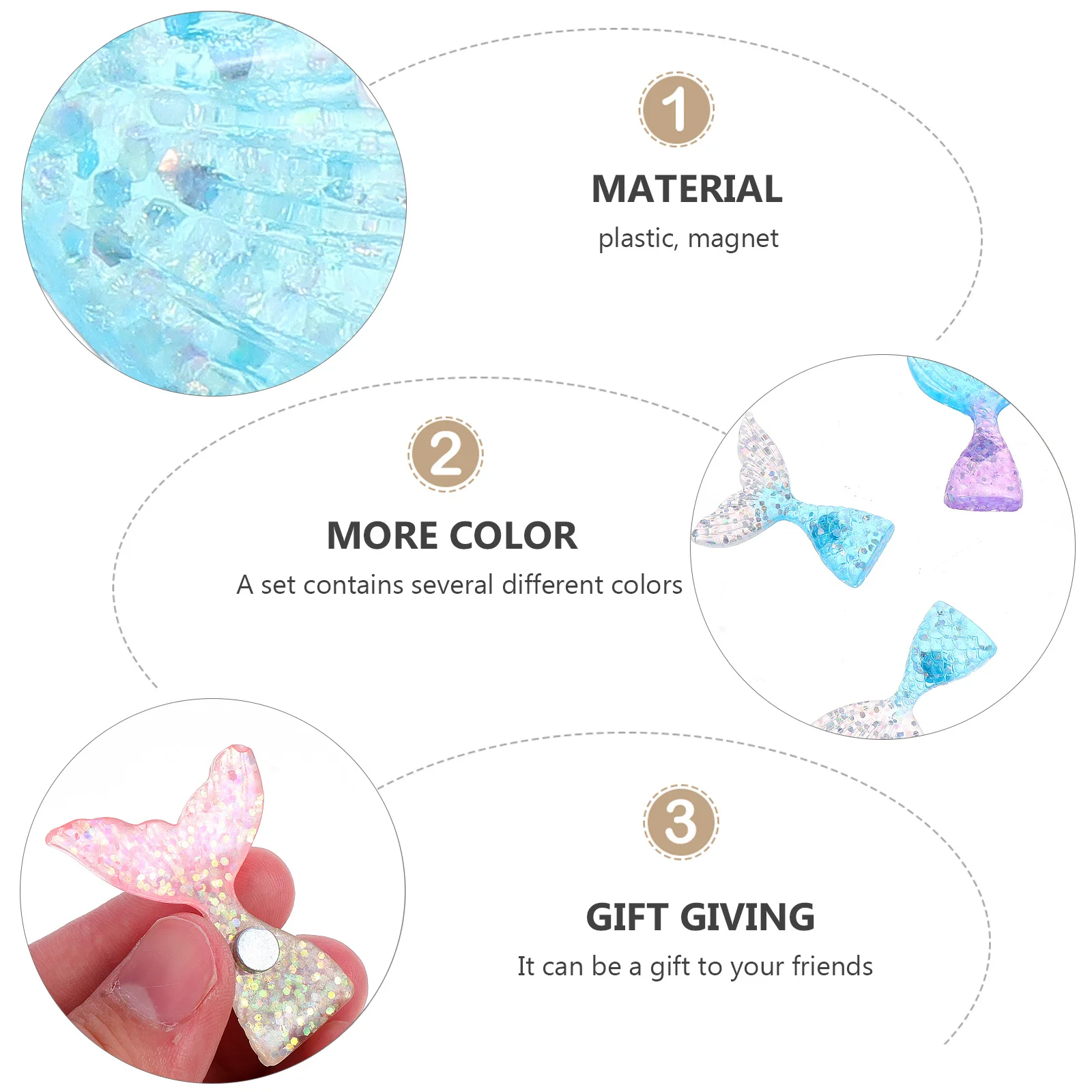 

15Pcs Fish Tail Mermaid Magnet Sticker Eye Catching Fridge Decor for Home Kitchen Office Dorm Refrigerator Accessories