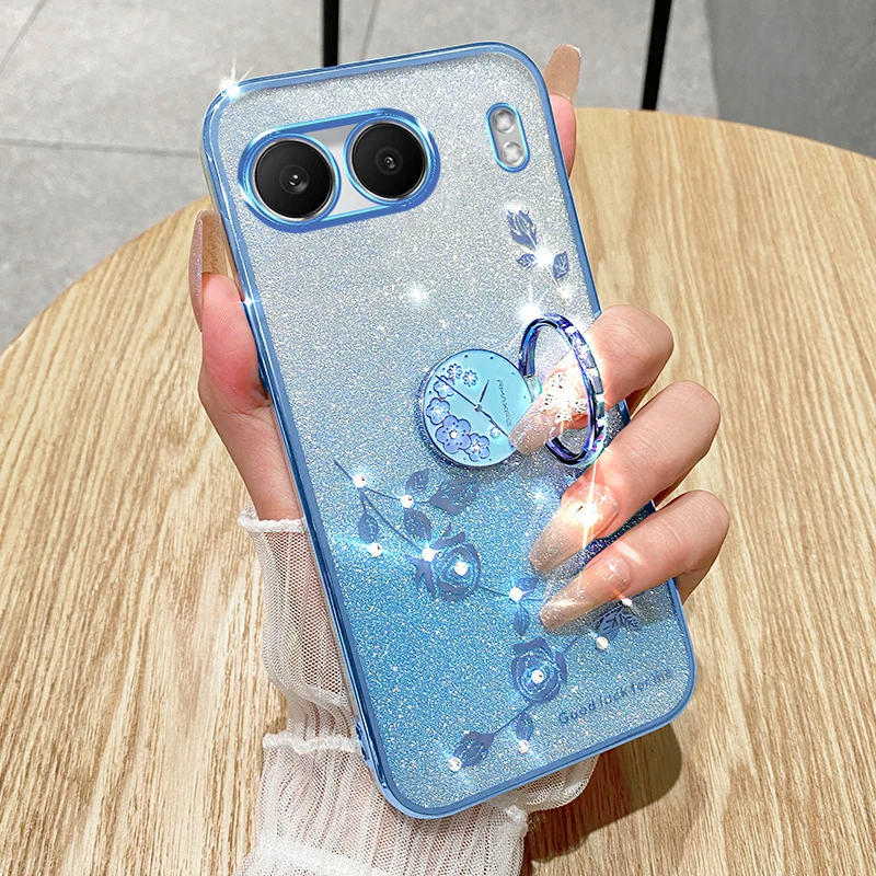 

Case For one plus nord 4 flowers Transparent glitter Phone Case For oneplus nord 4 1+ nord 4 Protective Cover Clear Shell Bumper