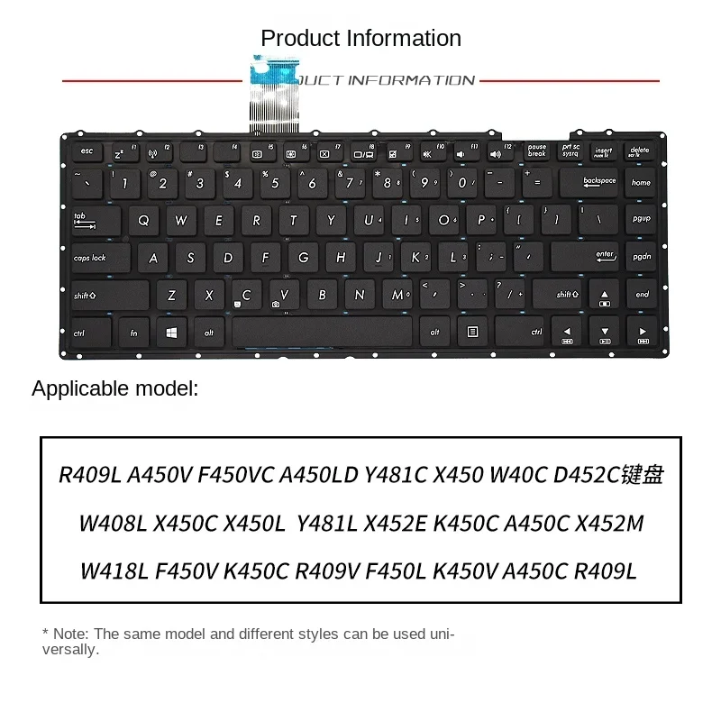 replace suit for ASUS A450V Y481 D452C A450C R409L F450 W418 X452M R412 W40C Laptop keyboard