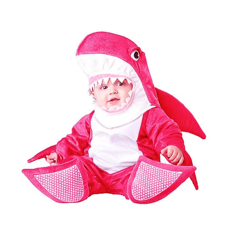 Baby Shark Cosplay Costume Soft Plush Jumpsuit Infant Halloween Christmas Party Performance Fancy Dress Holiday Role Play Outfit