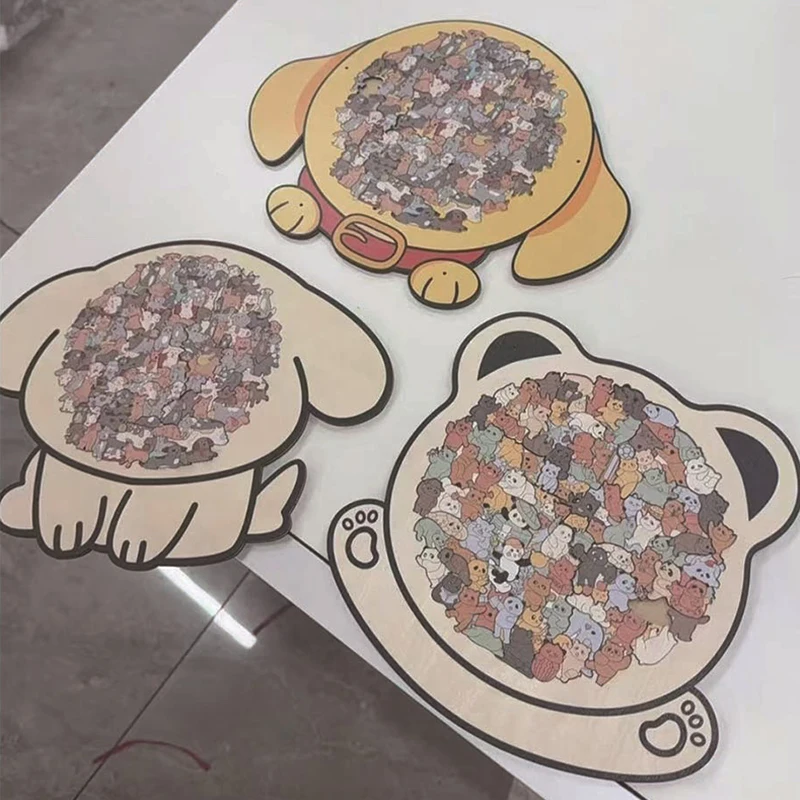 1 Set 135 pezzi Puzzle in legno a forma di cane Puzzle irregolari unici Pezzi Gioco Regali di compleanno per gli amanti dei gatti Decorazioni per la casa
