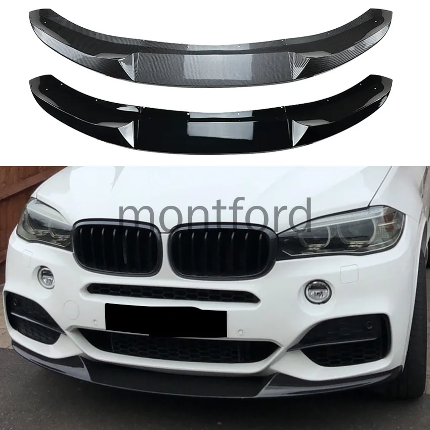 For BMW X5 F15 M Sport 2013-2018 Front Bumper Splitter Lip Spoiler Diffuser Glossy Black Carbon Fiber Look montford