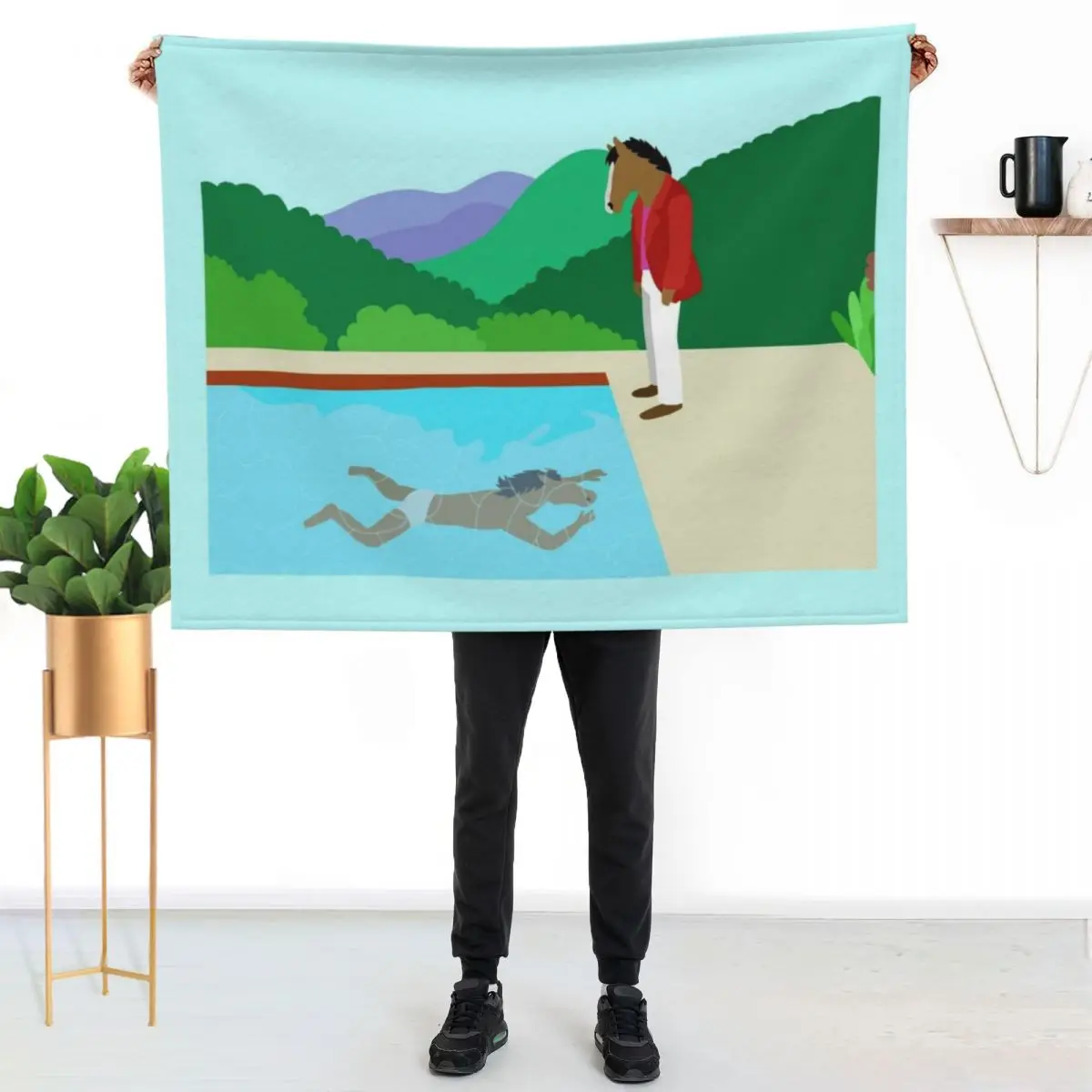 

Minimal Horseman Throw Blanket Warm Flannel Blanket for Couch Chair Bedroom