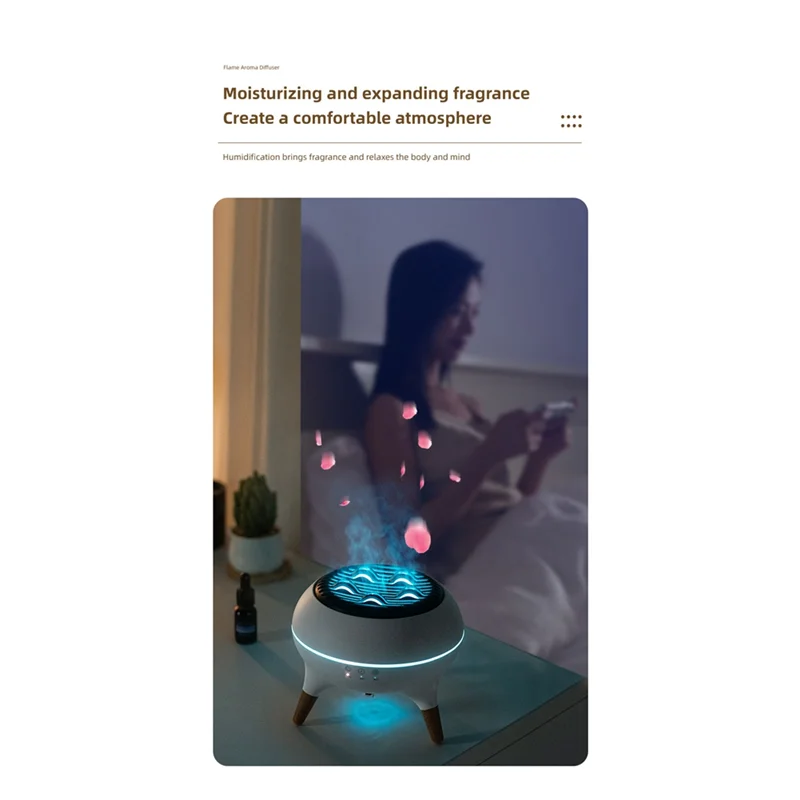 Difusor de óleo essencial A94E 350ml umidificador difusor de névoa fria com chama e vulcão sem água desligamento automático para escritório doméstico eua p