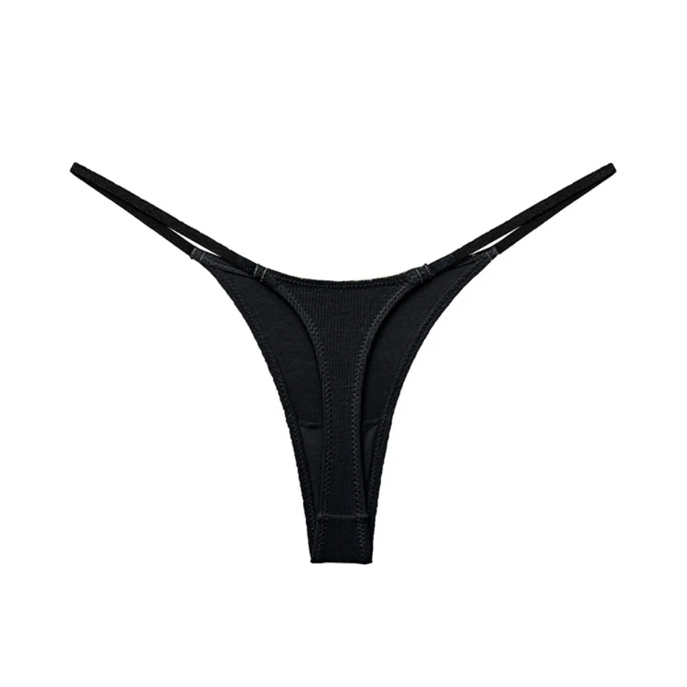 Simple Thin Strap T-Back Thongs G-Strings Cotton Crotch Women's Briefs Underpants Lingerie Low Waist T Pants Women