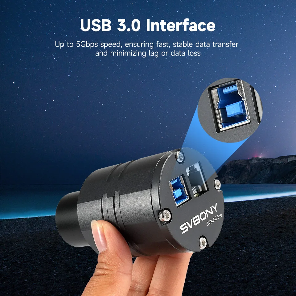 SVBONY Cámara telescópica 1,25 pulgadas 2MP USB3.0 Cámara guía de astronomía para oculares telescópicos Astrofotografía SV305 Pro