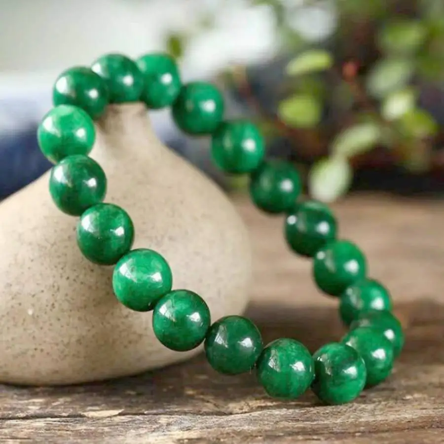 

Green Gemstone Tibet Buddhist Prayer Beads Mala Bracelet Bangle Chaplet zazen Buddhist Japa Hand Bead Women Gemstone elastic