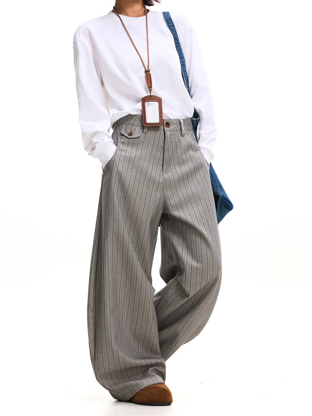

Retro Tweed Loose Fit Men's Casual Pants Autumn Winter New Sle Drapey Wide Leg Long Trousers Youth Faion American Sle