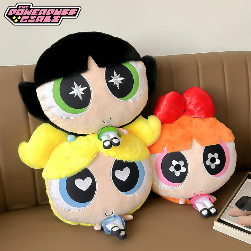 

45Cm Kawaii The Powerpuff Girls Buttercup Buttercup Blossom Head Plush Doll Pillows Cute Cartoon Girly Heart Doll Pillow